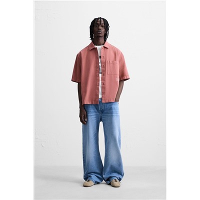 EMBROIDERED TEXTURED OVERSHIRT