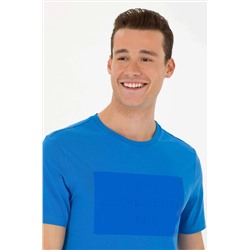 Erkek Saks Bisiklet Yaka Tişört