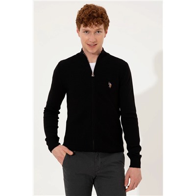 Erkek Siyah Basic Triko Hırka