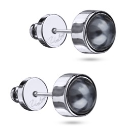 Пусеты Теннис (Майорка темно-серая 6мм; покрытие родий), Есть комплект