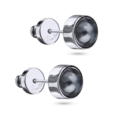 Пусеты Теннис (Майорка темно-серая 6мм; покрытие родий), Есть комплект