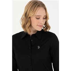 Kadın Siyah Uzun Kollu Basic Gömlek