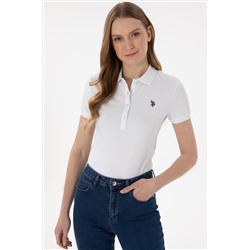 Kadın Beyaz Basic Polo Yaka Tişört