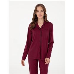 Bordo Gömlek Pijama Takımı