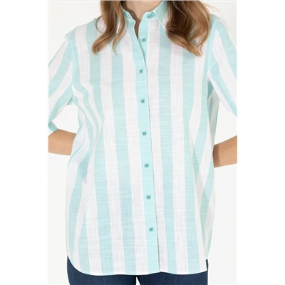 Kadın Mint Uzun Kollu Gömlek