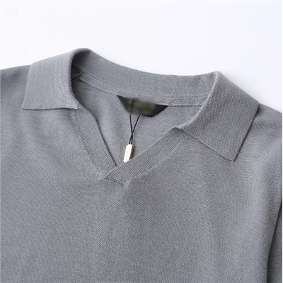 Мужской изысканный вязаный свитер с V-образным вырезом и отворотом