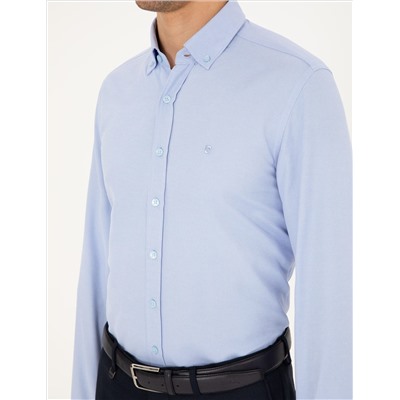 Açık Mavi Slim Fit Uzun Kollu Gömlek