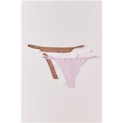 Pack 3 tangas algodón desagujado lazo