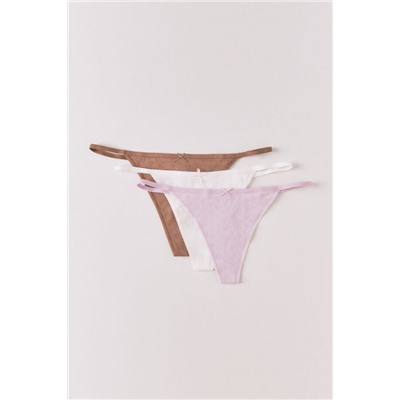 Pack 3 tangas algodón desagujado lazo