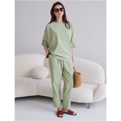 Свободная блузка с вырезом лодочка из плотного лиоцелла