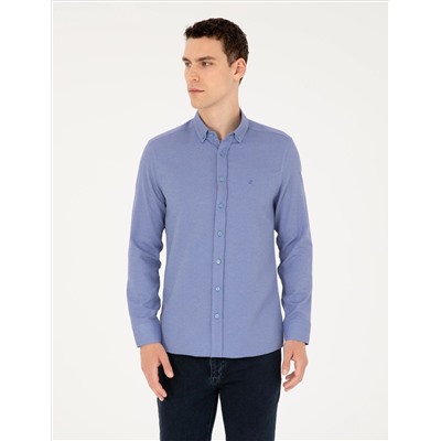 Mavi Oxford Slim Fit Uzun Kollu Gömlek