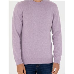 Koyu Lila Slim Fit Bisiklet Yaka Basic Triko Kazak