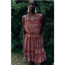 PATCHWORK PRINT MINI DRESS WITH BELT