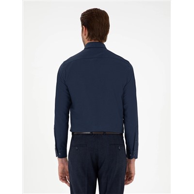 Lacivert Slim Fit Uzun Kollu Gömlek