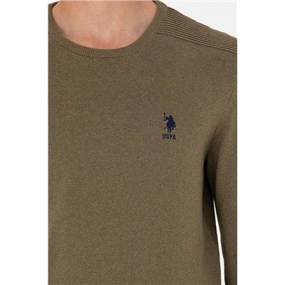 Erkek Haki Melanj Basic Kazak