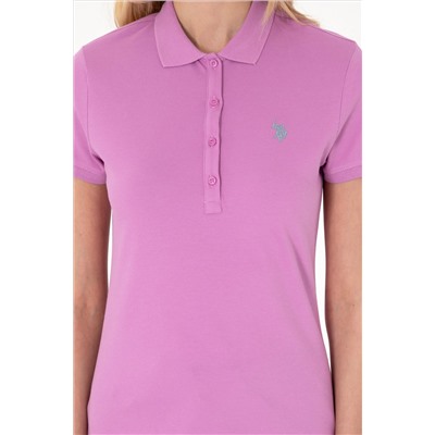 Kadın Fuşya Basic Polo Yaka Tişört