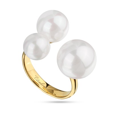 Кольцо Акварель (Майорка 8-12 мм белая; покрытие золото), Есть комплект