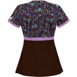 UA Country Wild Flower Coffee Bean Mock Wrap Scrub Top