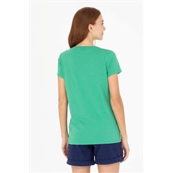 Kadın Yeşil Bisiklet Yaka Tişört