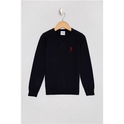 Erkek Çocuk Lacivert V - Yaka Triko Kazak