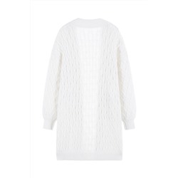 Cárdigan largo de lana, mohair y alpaca Blanco