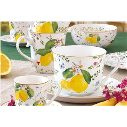 Пара чайная, 1 перс, 2 пр, 370 мл, фарфор P, белая, Цветы и лимоны, Fleurs et Citrons, 62847