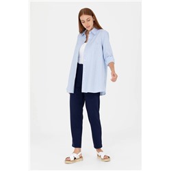 Kadın Mavi Uzun Kollu Tunik