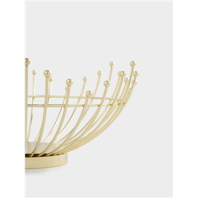 Корзина для фруктов, 27 см, металл, золотистая, Бусины, Spin