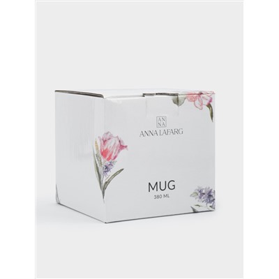 Кружка, 380 мл, фарфор F, белая, с золотистым кантом, Тюльпаны, Giardino