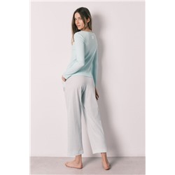 Pijama largo verde cuadros Vichy algodón