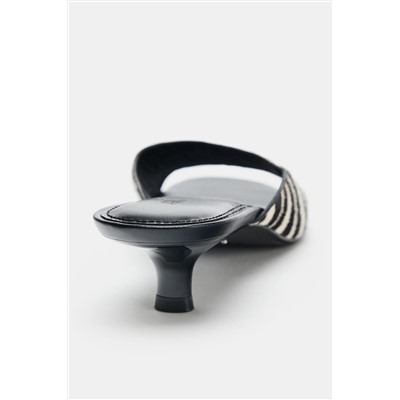 ANIMAL PRINT LEATHER KITTEN HEEL MULES