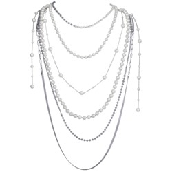 Колье Ниагара (Майорка белая 4-8мм; покрытие родий) 45-48см, Есть комплект
