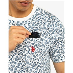 FLORAL PRINTED CREW NECK T-SHIRT WITH POCKET