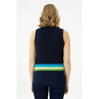 Kadın Lacivert Bisiklet Yaka Kazak