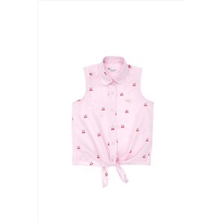 Kız Çocuk Pudra Kısa Kollu Gömlek