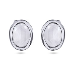 Пусеты Грация (кристаллы SW 14х10 белый электрик; покрытие родий), Есть комплект