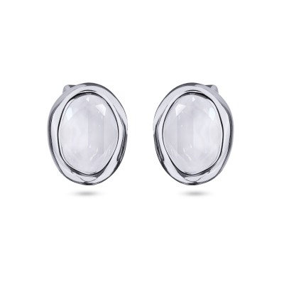 Пусеты Грация (кристаллы SW 14х10 белый электрик; покрытие родий), Есть комплект