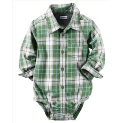 Plaid Button-Front Bodysuit
