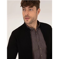 Siyah Slim Fit Triko Hırka