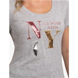 NYC SEQUINS SEMI SCOOP JERSEY T-SHIRT