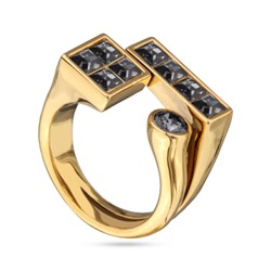 Кольцо Квадро (кристаллы SW темно-серые; покрытие золото), Есть комплект