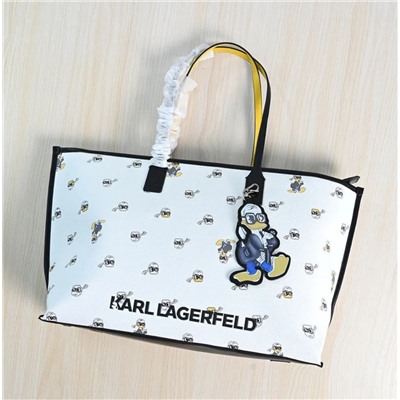 Модная сумка-тоут из кожи цвета личи KARL LAGERFEL*D ОРИГИНАЛ! 😎