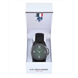 MENS BLACK STRAP GREEN FACE WATCH