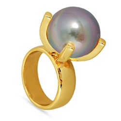 Кольцо (Майорка 16мм серо-коричневая; покрытие золото), Есть комплект