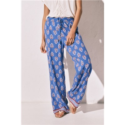 Pantalón largo estampado sello azul