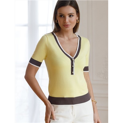 Джемпер с V-вырезом с коротким рукавом из вискозы