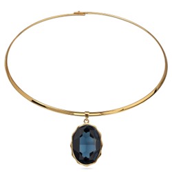 Колье Сияние (кристаллы SW темно-синие; покрытие золото) 42см, Есть комплект