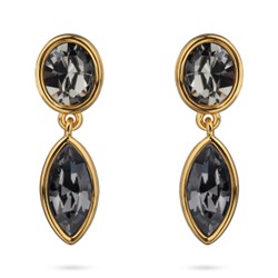 Серьги Эйва (кристаллы SW серые, темно-серые; покрытие золото), Есть комплект