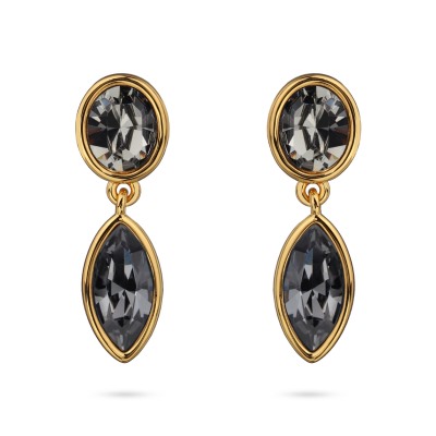 Серьги Эйва (кристаллы SW серые, темно-серые; покрытие золото), Есть комплект