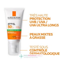 La Roche Posay Anthelios UVmune 400 - SPF50+ - Gel-Crème Oil Control - Sans Parfum 50ml